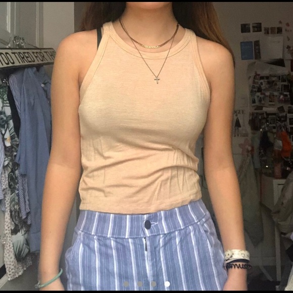 American eagle yellow striped halter tank top - Picture 4 of 4